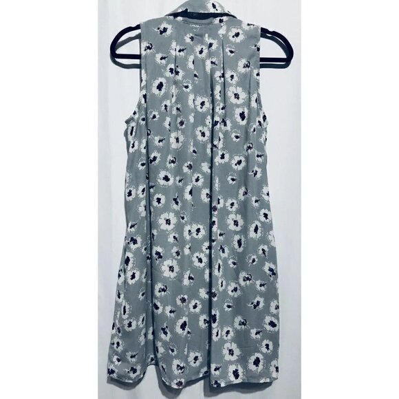 Entro Womens Small Gray Floral Pintuck Sleeveless Shirt Dress Pullover NWT - Picture 3 of 6
